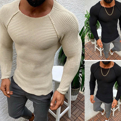 Slim-fit Long-sleeved- Pullover Sweater Men