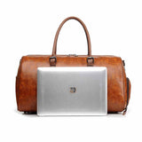 Leather Travel Bag with Shoe Compartment